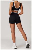 Yoga mujeres Fiess correr ciclismo transpirable deportes Leggings cruzado cintura alta verano entrenamiento gimnasio pantalones cortos - details 16