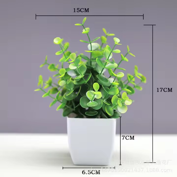 Mini bonsái Artificial, planta falsa con maceta, adornos en maceta, planta Artificial de eucalipto en maceta, decoración de jardín - 1