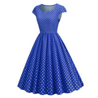 X Vestido acampanado con estampado de lunares y manga cuadrada elegante de verano para mujer - details 9