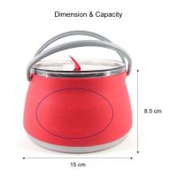 Olla de calefacción portátil para viajes al aire libre, hervidor plegable de silicona ligero con asa, artículos esenciales para acampar, 1L - details 4
