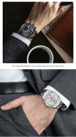 Reloj de cuarzo de negocios de oro de lujo para hombre, reloj de pulsera de acero inoxidable multifunción resistente al agua, regalo del Día del Padre para papá - details 11
