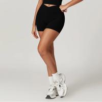 Pantalones cortos de gimnasio para mujer, pantalones cortos de Yoga lisos, mallas cortas cruzadas para Fitness, pantalones cortos para correr de cintura alta, ropa corta de entrenamiento elástica - details 25