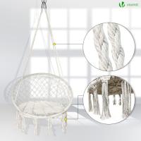 Silla Colgante Exterior con Flecos, Hamaca con Conjines y Kit de Suspensión, Ø80cm Silla Columpio para Interior y Exterior, Beiges - details 19