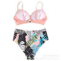 Nuevo Bikini dividido de color sólido con tiras cruzadas, traje de baño de cintura alta, sexy - details 28