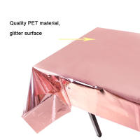 Mantel impermeable de aluminio con purpurina para fiesta, cubierta de mesa Rectangular de oro rosa, mantel de cumpleaños y boda - details 1