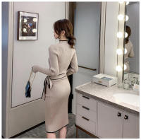 Elegante Vestido de Punto con Cordones Moda de Oficina para Mujeres en Otoño-Invierno - details 7