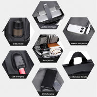 Mochila de negocios de gran capacidad para hombres, bolsas multifuncionales para computadora, mochilas impermeables para computadora portátil con carga USB - details 8