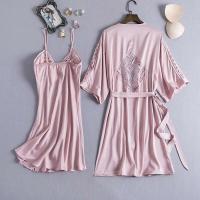 Conjunto de Pijama de Satén Delgado Estilo Kimono Blanco Traje de Baño de Moda para Mujeres - details 3