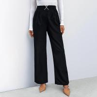 Pantalones Chic de Pierna Recta para Mujer Cintura Alta, Estilo Otoño Primavera, Negro, Pantalones Sueltos Nuevos - details 3
