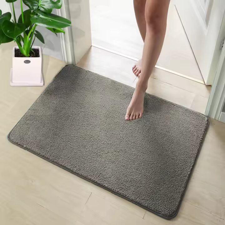Alfombrilla antideslizante TPR para baño, alfombrilla absorbente para puerta de baño para el hogar, alfombrilla para los pies de la puerta, alfombrilla para puerta lavable a máquina de terciopelo de algodón fino - 1