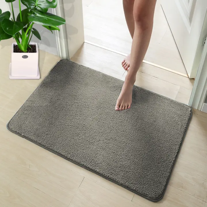 Alfombrilla antideslizante TPR para baño, alfombrilla absorbente para puerta de baño para el hogar, alfombrilla para los pies de la puerta, alfombrilla para puerta lavable a máquina de terciopelo de algodón fino - 1