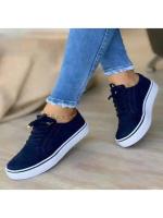 Zapatos bajos de punta redonda para mujer, zapatos planos informales con cordones para caminar, versátiles y cómodos - details 8