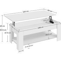 Mesa de Café Elevable y Extensible con Revistero 98x50x(41,8-56) cm Mueble para Sala de Estar y Comedor - details 47