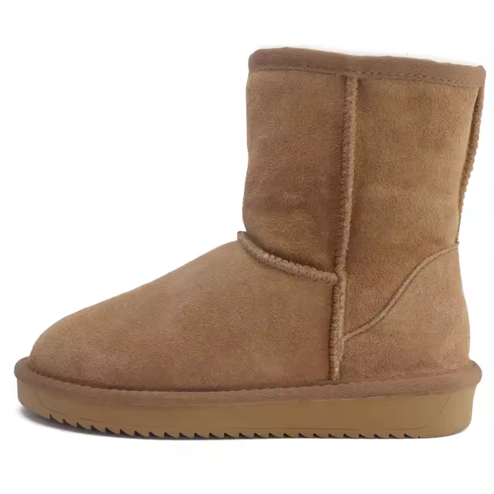 Botas de nieve básicas clásicas de Australia para mujer, zapatos de goma antideslizantes cálidos con forro de lana de cuero genuino 100% a media pantorrilla para invierno - 1