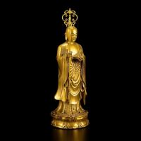 Adorno de latón pequeño que presenta bronce haciendo grandes deseos estatua de Buda de pie Ksitigarbha Bodhisattva de gran tamaño - details 2