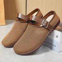 Nuevos zapatos de verano retro para mujer Sandalias de suela suave, zapatillas de exterior, media pantuflas con cabeza de pan de malla voladora - details 10