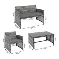 Juego de muebles de mimbre para Patio exterior, silla de mimbre para Patio, Patio trasero, porche, balcón y jardín, 4 piezas - details 2