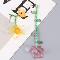 Collar de flores de resina hecho a mano, diseño minoritario de estilo coreano, pendiente colgante con cuentas, pendientes asimétricos con borlas de aleación, regalo de cumpleaños - details 6