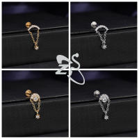 ZS 1 pieza de Color dorado, 16G, acero inoxidable, Labret, Piercing para labio, hombres y mujeres, cristal CZ, cartílago de oreja, Tragus, hélice, Piercings con parte trasera plana - details 14