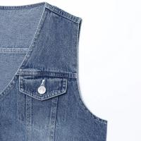 PB & ZA 2025 slim fit cuello en V casual versátil sin mangas chaleco corto de mezclilla top novedad de verano ropa de mujer - details 8