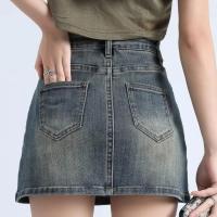 Incluye pantalones cortos, falda acampanada de cintura alta, pierna ancha, pantalones cortos de mezclilla con dos bolsillos, falda para mujer, ropa de calle de cintura alta - details 7