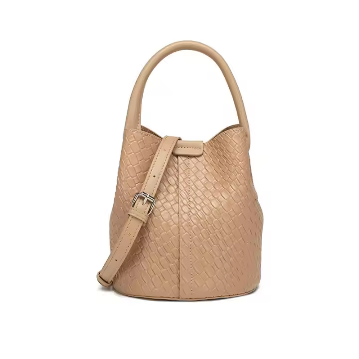 Nuevo bolso de mano tipo cubo de un solo hombro, suave y sencillo, con textura de viajero, patrón tejido de Color sólido - 1