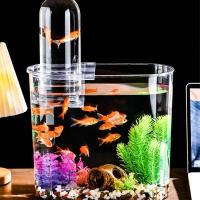 Pantalla clara, tanque de peces de presión negativa, plástico, ahorro de espacio, pequeño tanque de peces dorados, pecera inastillable, decoración de oficina - details 4