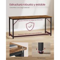 Mesa Oficina Pequeña y Estación Trabajo, Mesa para Teletrabajo, Estudio, Dormitorio, 50 x 100 x 76 cm, Estilo Industrial, Estructura Metal, Marrón Rústico y Negro Tinta LWD41X - details 45