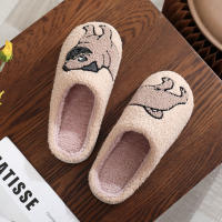 Pantuflas De Algodón Grueso Con Bordado De Calavera Negra Para Halloween Para Hombres Y Mujeres Antideslizantes Y Cálidas Para Uso Doméstico - details 3