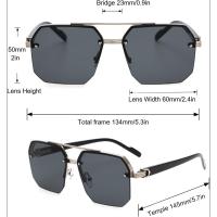 Gafas de sol de aviador cuadradas vintage para hombre, estilo piloto de los años 70, modernas gafas de sol de conducción de metal semi sin montura. - details 5