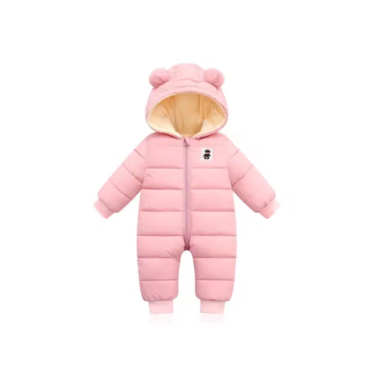 Bebé Niño Niña Nueva Invierno monos De Velours Grueso Caliente Con Capucha Traje De Piel De Avestruz Ropa Infantil Rompepiés - 1