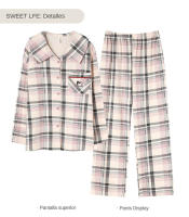 Pijamas 100% Algodón Estilo Casual para Hombre y Mujer Conjunto de 2 Piezas - details 14