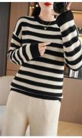 Jersey de Primavera para Mujer Suéter a Rayas de Dos Colores Suéter de Manga Larga con Cuello Redondo Nuevo Jersey de Algodón 100% - details 23