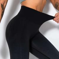 Malla de color degradado sin costuras para mujer, pantalones para correr Fiess con sandalia para realzar la cadera, pantalones de yoga de secado rápido - details 10