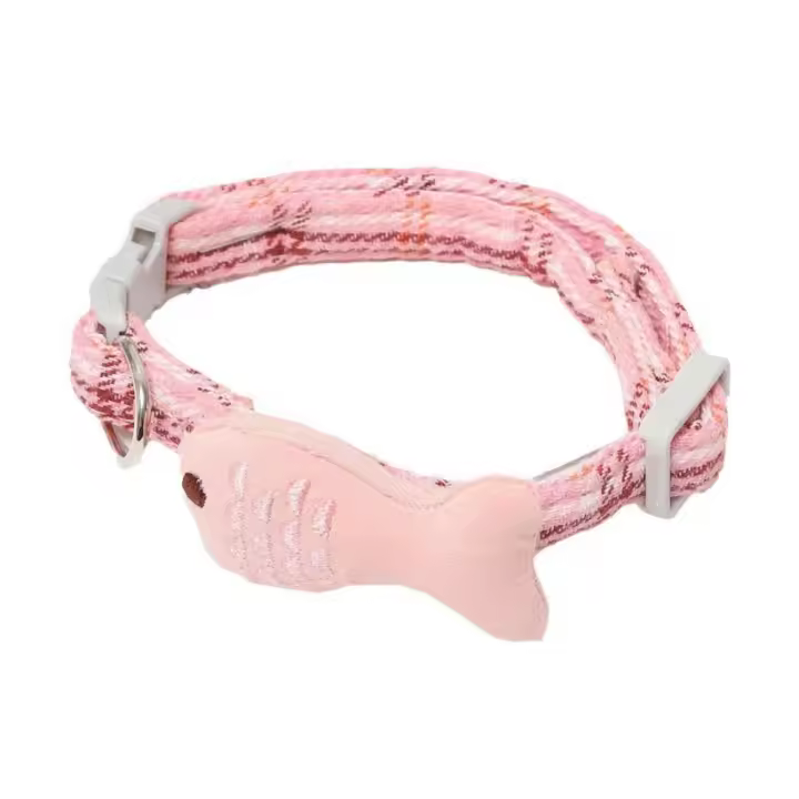 Collar decorativo bonito de pez y gato, Collar de pez de gato suave de dibujos animados, Collar ajustable a rayas para mascotas, fiesta de cumpleaños - 1