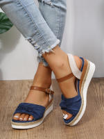 Sandalias de Mujer con Cuñas Moda Hebilla Punta Abierta Cómodas Ligeras Tacones Altos Resistentes al Desgaste para Oficina y Boda - details 12