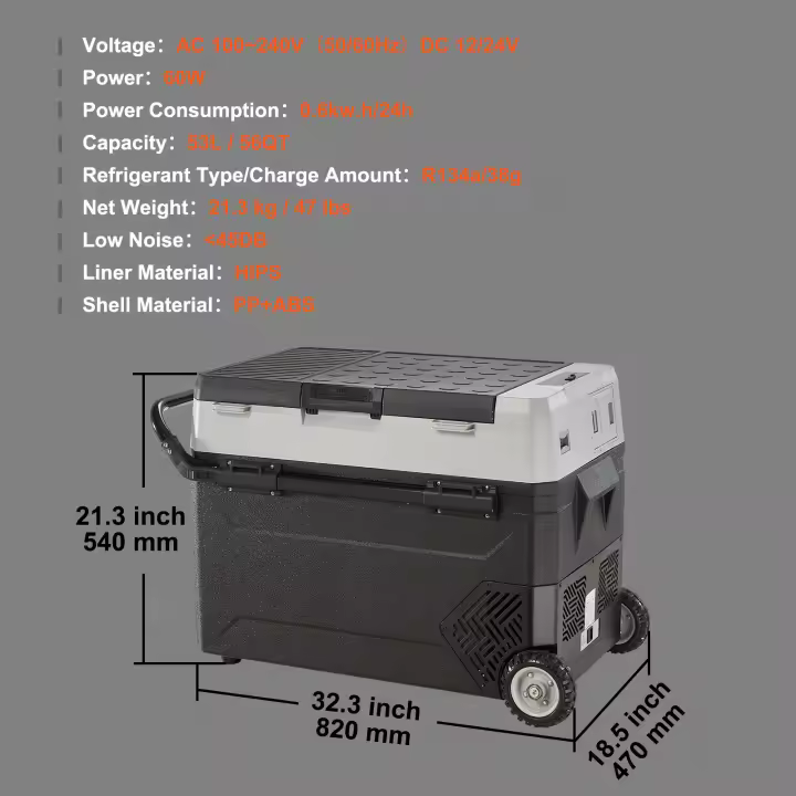 Congelador refrigerador portátil para automóvil SucceBuy - Zona dual. Mantenga los alimentos frescos en el automóvil y en el hogar. Compacto y eficiente - 1