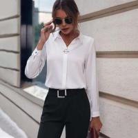Blusa de Verano Elegante Cuello en V Blusa de Manga Larga de Color Sólido - details 1