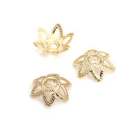 50 Uds. De cuentas redondas de latón de Color dorado de 18K, tapas de hojas de árbol y flores, suministros para hacer cuentas de joyería, accesorios Diy - details 46