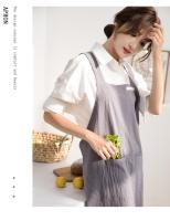 Delantal de cocina de estilo japonés nuevos, delantales de jardinería resistentes a las manchas con espalda cruzada, delantal de lino y algodón para mujer para adultos y niños - details 7