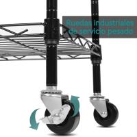 Estantería de Alambre de 6 Niveles con Ruedas Altura Ajustable, Resistente, Gancho para Baño, Cocina, Garaje, Dormitorio Plateado - details 14