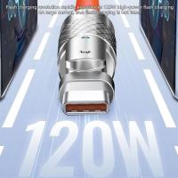 Cable de datos Usb tipo C de carga rápida de 120w y 6A, Cable de codo giratorio de 180 grados para juegos, Cable cargador de teléfono móvil para iPhone 11 y Xiaomi - details 2
