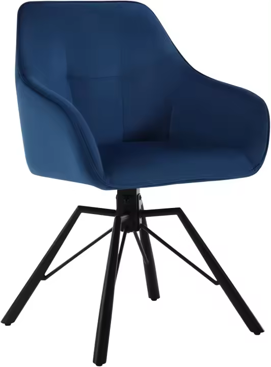 Silla de Comedor Giratoria Silla de Cocina Tapizada en Terciopelo Suave Silla Ergonómica con Respaldo y Brazos para Salón y Dormitorio Patas de Metal, Turquesa, BH365ts-1 - 1