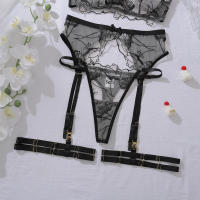 Lencería elegante, sexy y sensual con estampado floral transparente, conjunto de lencería erótica de 5 piezas para mujer, conjunto de sujetador de encaje íntimo y sexy para adultos, edición completa. - details 3