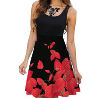 Vestido de verano sin mangas con cuello redondo y estampado Digital para mujer - details 9