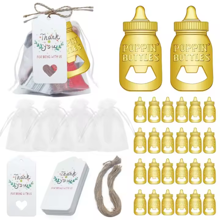 Abrebotellas de Metal Diferentes 10pcs con Etiqueta Kraft para Fiesta de Cumpleaños y Baby Shower - 1