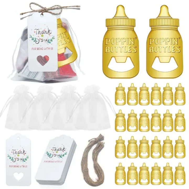 Abrebotellas de Metal Diferentes 10pcs con Etiqueta Kraft para Fiesta de Cumpleaños y Baby Shower - 1