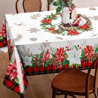 Navidad Poinsettia ral mantel rectangular decoración del banquete de boda invierno Navidad wer manteles a cuadros decoraciones de Navidad - details 2
