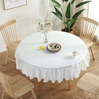 Manteles redondos de lino y algodón para cocina, cubiertas para mesa de boda y comedor, decoración de habitaciones, blanco puro - details 11