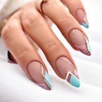 24 piezas de uñas francesas para mujer, parches de uñas postizas, estilo veraniego, diseño morado, juego completo, usable - details 1